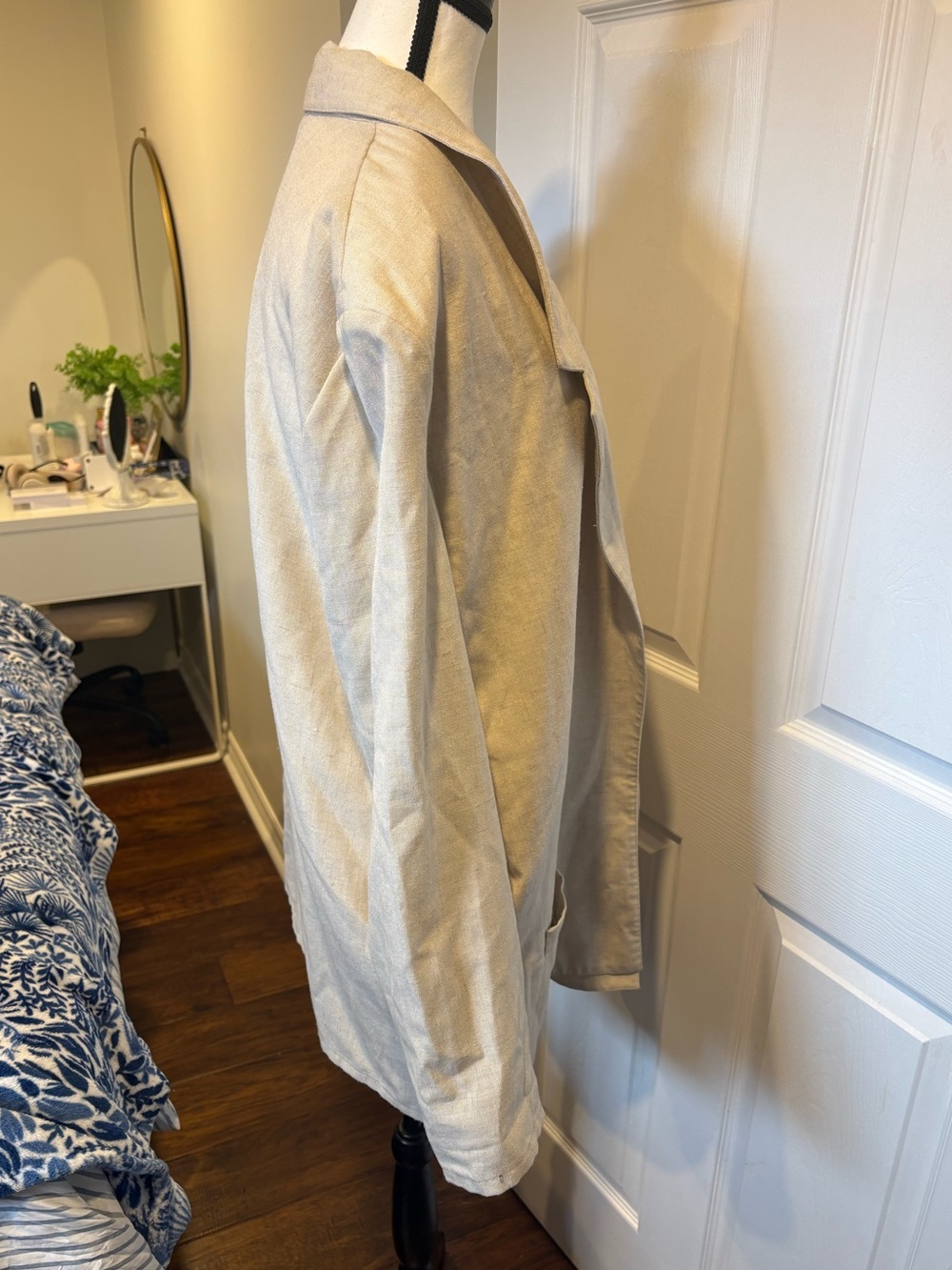 Vintage 70s Linen Blend Oversized Blazer Jacket 2X - Picture 2 of 7
